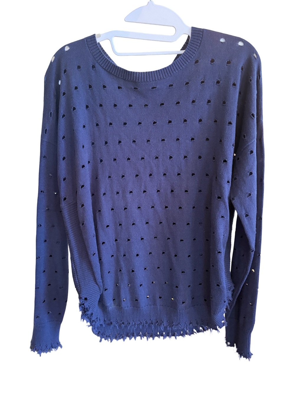 J. Society NWT Fringe Cotton Long Sleeve Top Navy Size S